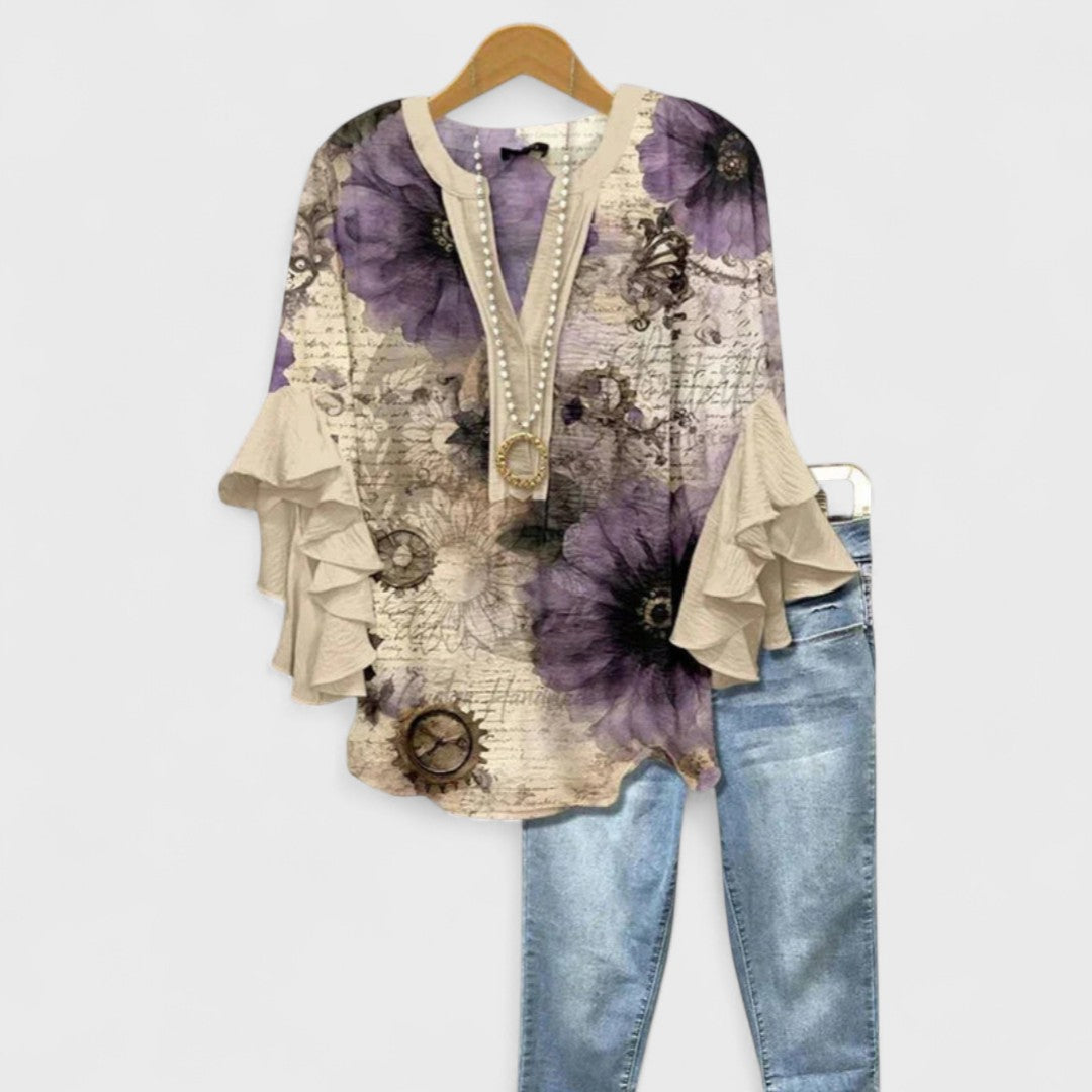 Elegant Women's Blouse | Lightweight Summer Top with Ruffle Sleeves - 6