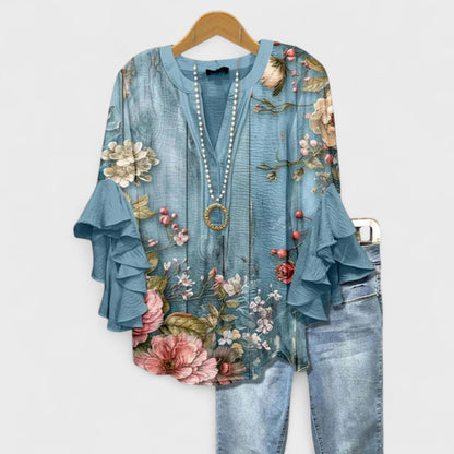 Elegant Women's Blouse | Lightweight Summer Top with Ruffle Sleeves - 7