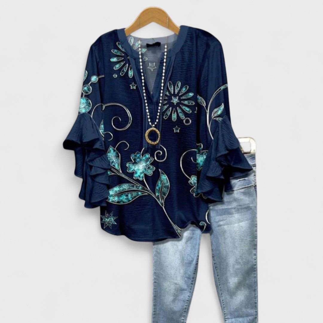 Elegant Women's Blouse | Lightweight Summer Top with Ruffle Sleeves - 10