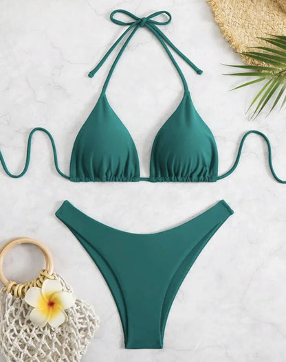 White Bikini Set | Women's Double-Layer Tanga Swimwear - 6