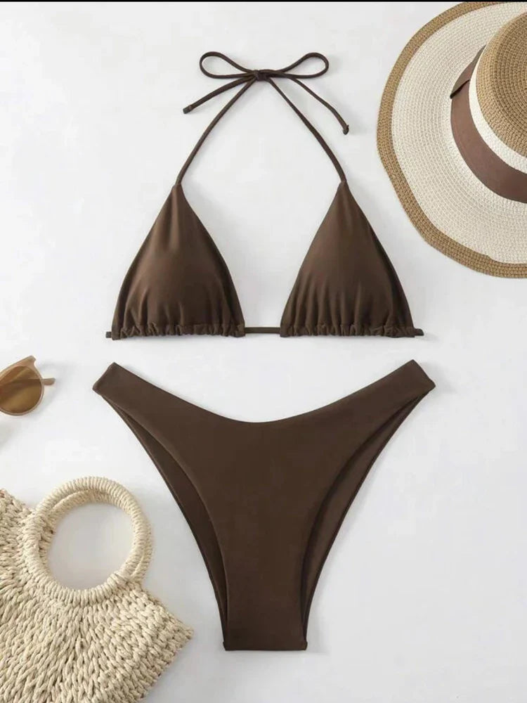 White Bikini Set | Women's Double-Layer Tanga Swimwear - 7
