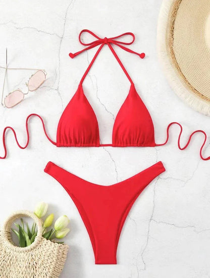 White Bikini Set | Women's Double-Layer Tanga Swimwear - 14