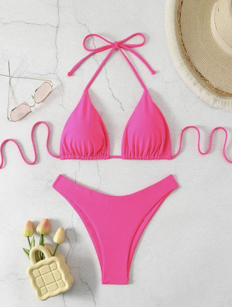 White Bikini Set | Women's Double-Layer Tanga Swimwear - 15