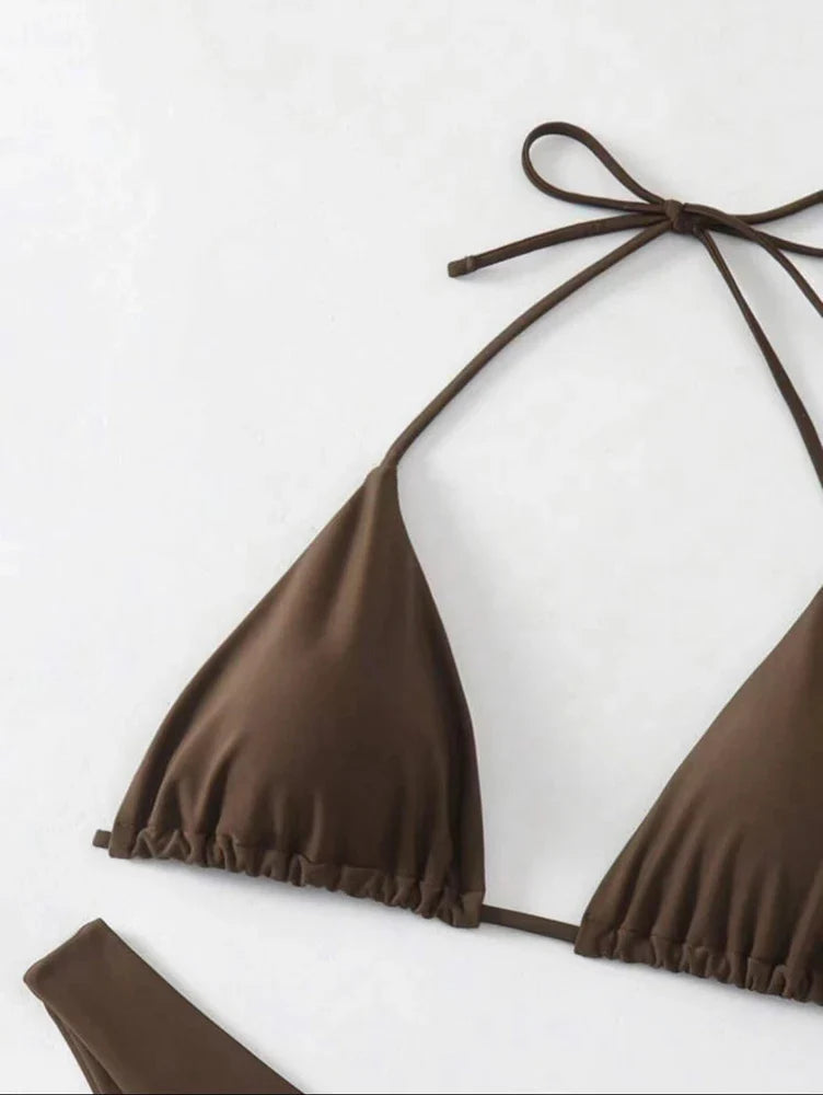 White Bikini Set | Women's Double-Layer Tanga Swimwear - 8
