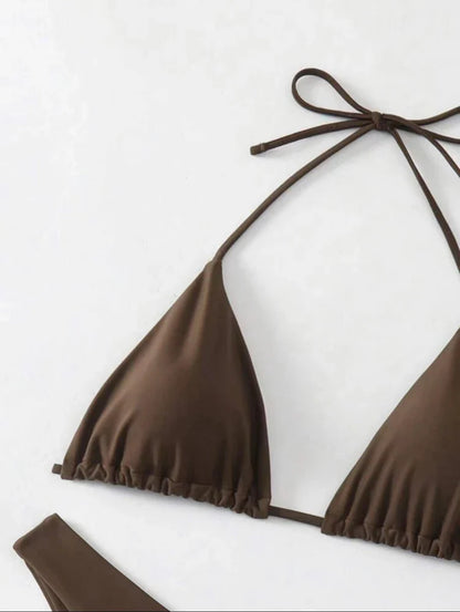 White Bikini Set | Women's Double-Layer Tanga Swimwear - 8