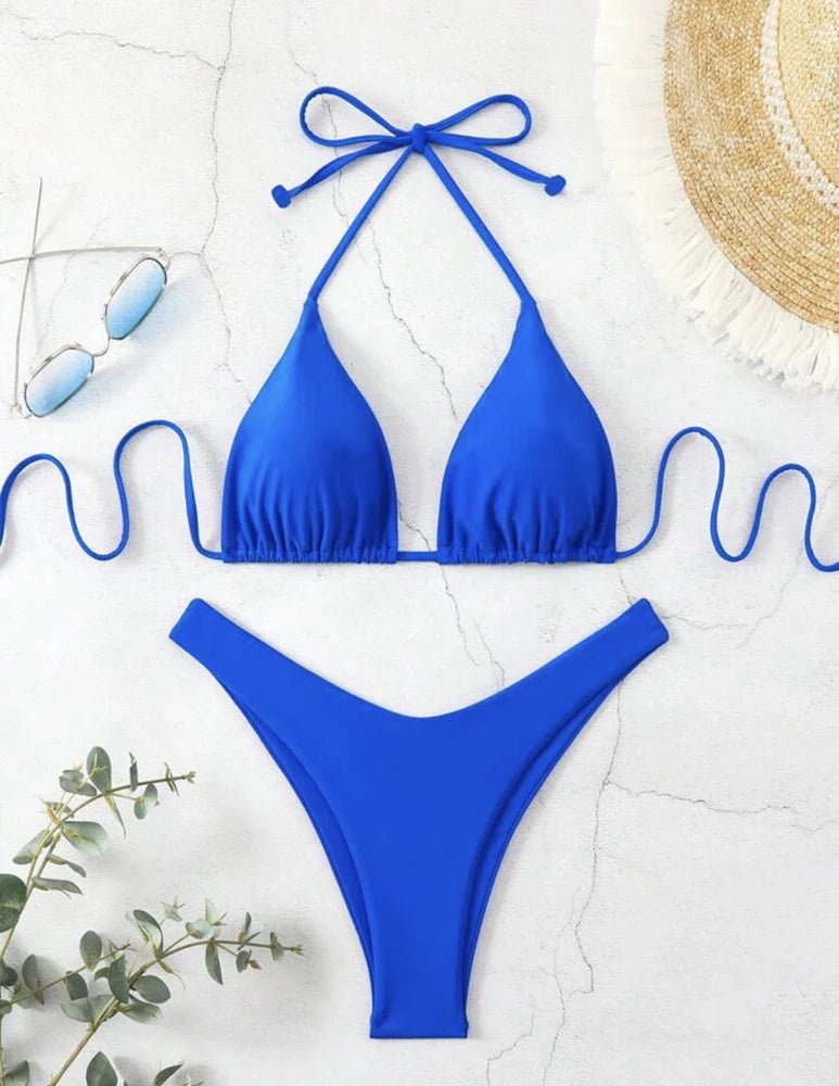 White Bikini Set | Women's Double-Layer Tanga Swimwear - 10