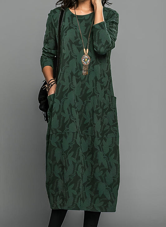 Midi Tunic Dress with Subtle Print | Women's Dress - 1