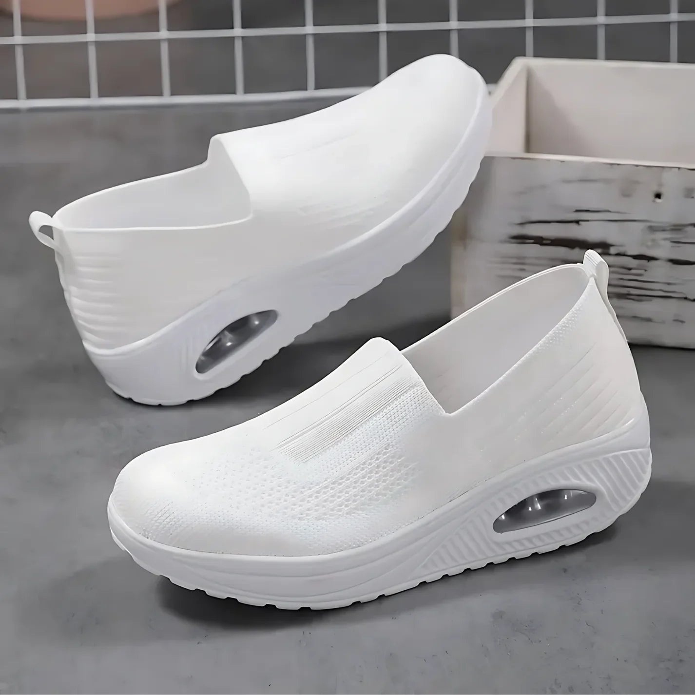 White Slip-On Women's Sneakers | Comfortable Casual Footwear - 3