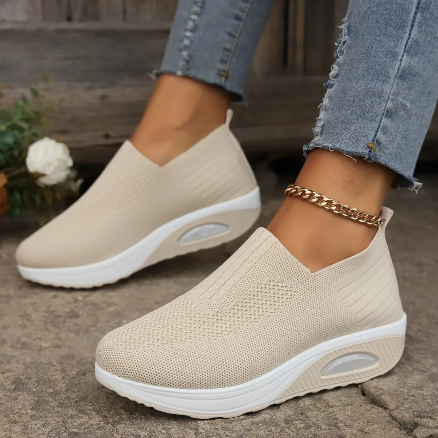 White Slip-On Women's Sneakers | Comfortable Casual Footwear - 5
