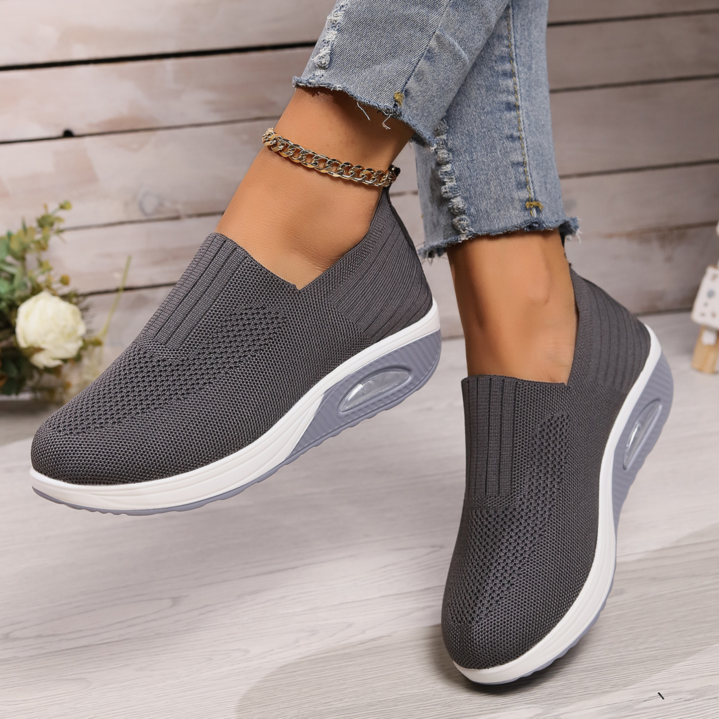 White Slip-On Women's Sneakers | Comfortable Casual Footwear - 6
