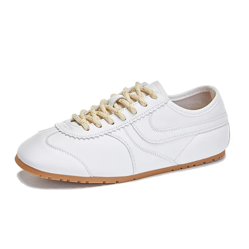 Women's Leather Sneakers | Retro Classic White Casual Shoes - 7