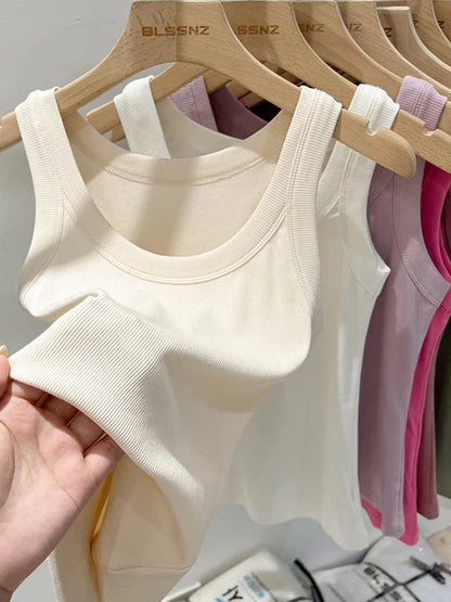 Women's Elastic White Tank Top | Classic Summer Camisole - 2