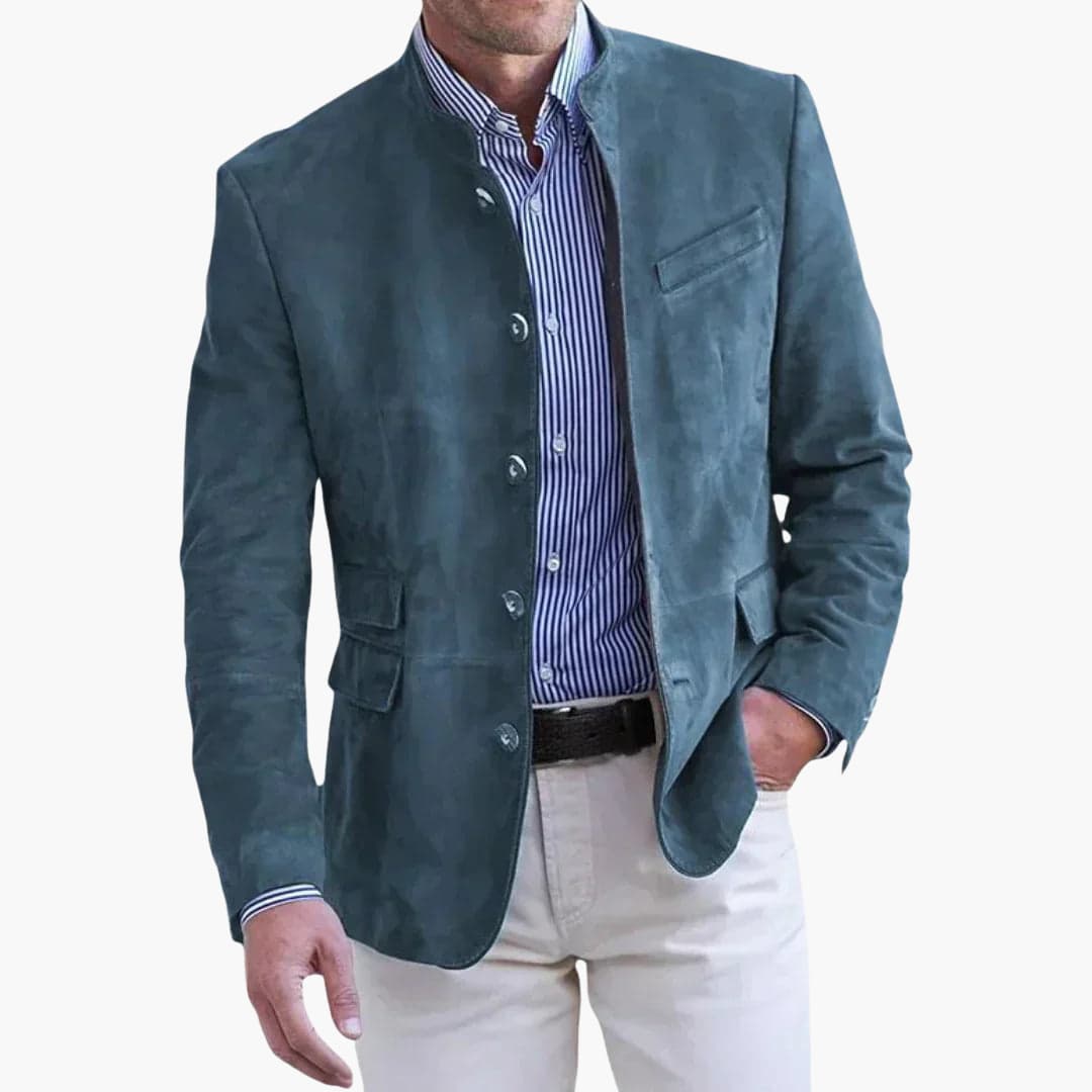 Men's Stand Collar Blazer | Tailored Fit Jacket - 2
