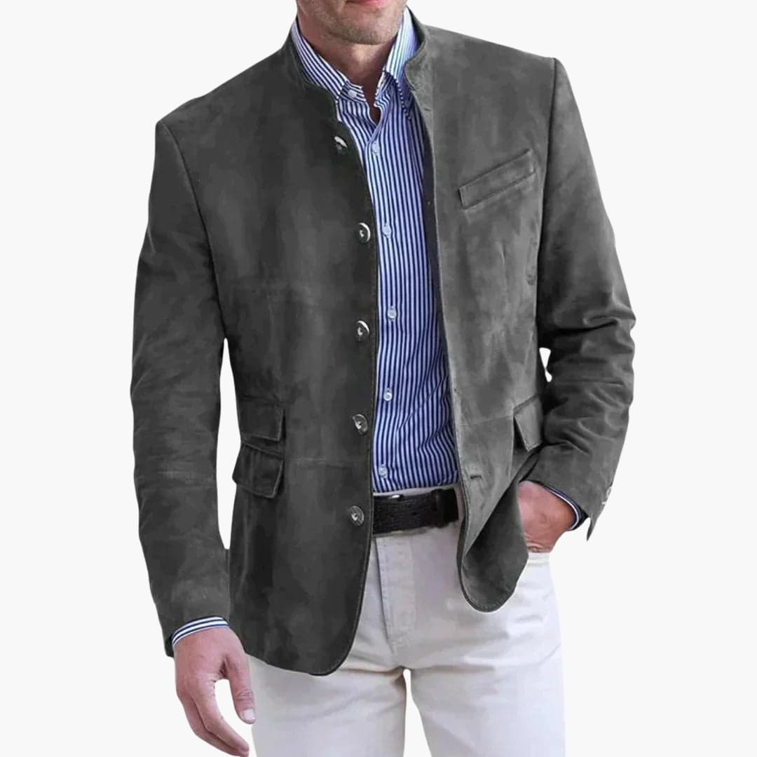 Men's Stand Collar Blazer | Tailored Fit Jacket - 3