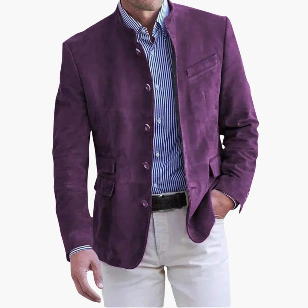 Men's Stand Collar Blazer | Tailored Fit Jacket - 4
