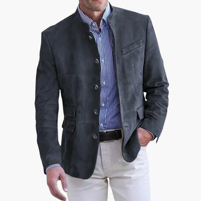 Men's Stand Collar Blazer | Tailored Fit Jacket - 5