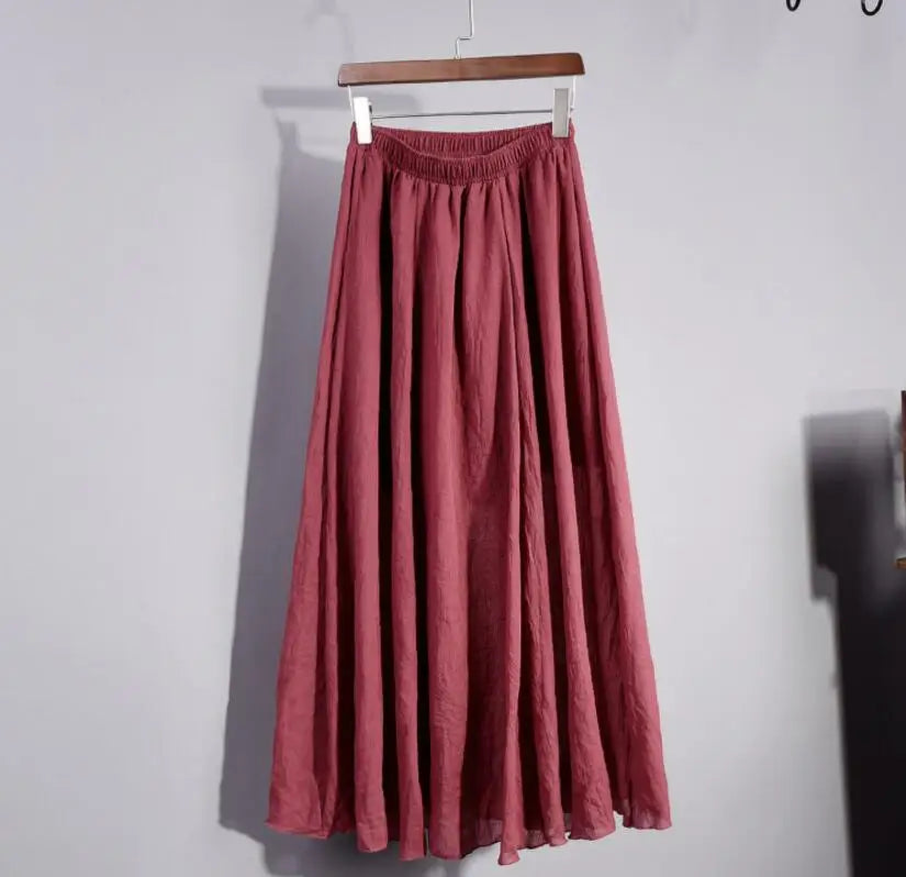 Women's Linen Skirt High Waist Pleated Summer Style - 10