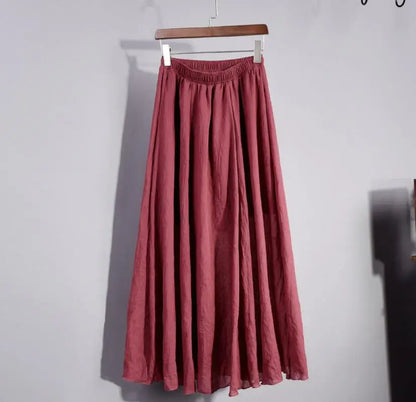 Women's Linen Skirt High Waist Pleated Summer Style - 10