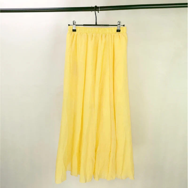 Women's Linen Skirt High Waist Pleated Summer Style - 12