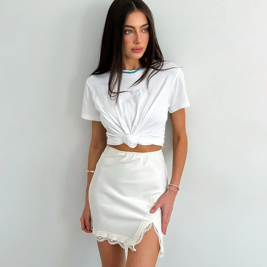 Black Mini Skirt | Women's High Waist Satin Pencil Skirt - 1