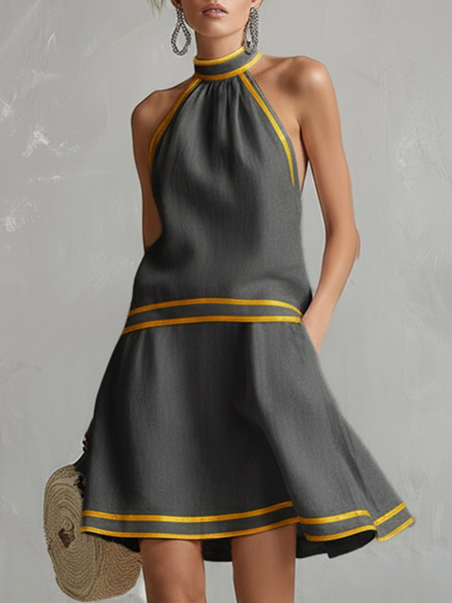 Orange Neckholder Mini Dress | Women's Summer Dress - 2