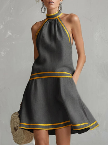 Orange Neckholder Mini Dress | Women's Summer Dress - 2