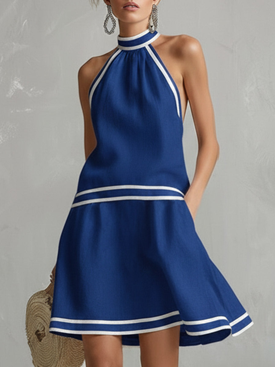 Orange Neckholder Mini Dress | Women's Summer Dress - 3
