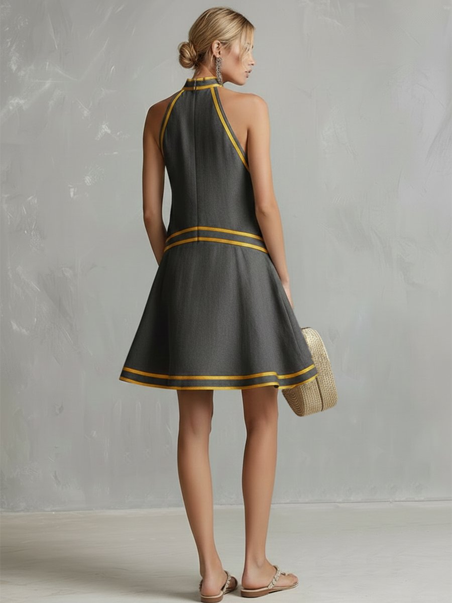 Orange Neckholder Mini Dress | Women's Summer Dress - 8