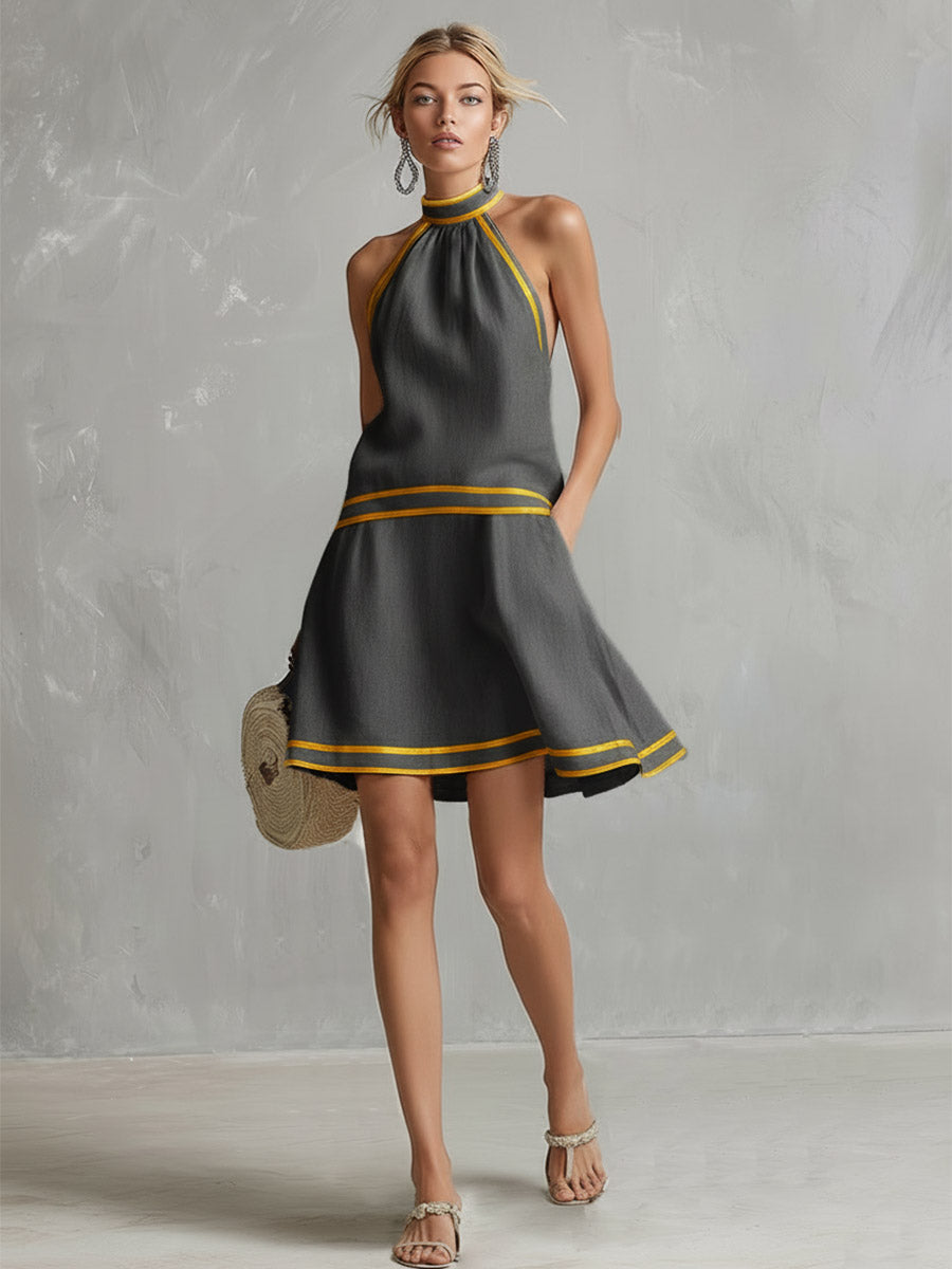 Orange Neckholder Mini Dress | Women's Summer Dress - 9
