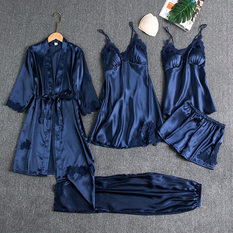Elegant Five-Piece Women's Pajamas Set | Nightwear Sleepwear - 1