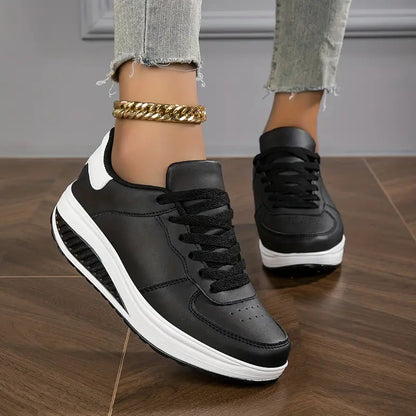 Black Women's Winter Ankle Boots with Lace-Up & Zipper - 1