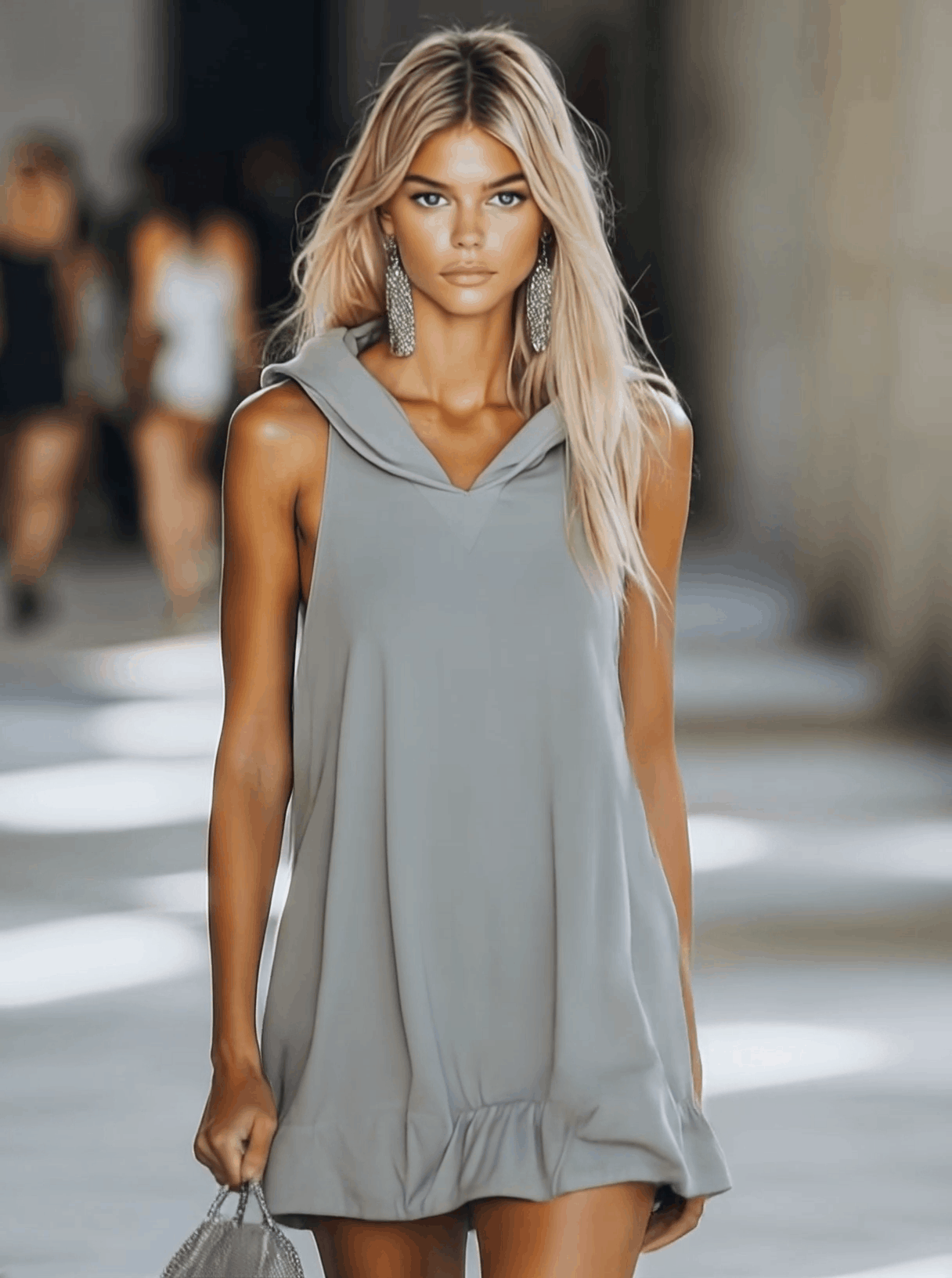 Gray Sleeveless Hoodie Mini Dress | Women's Dress - 3