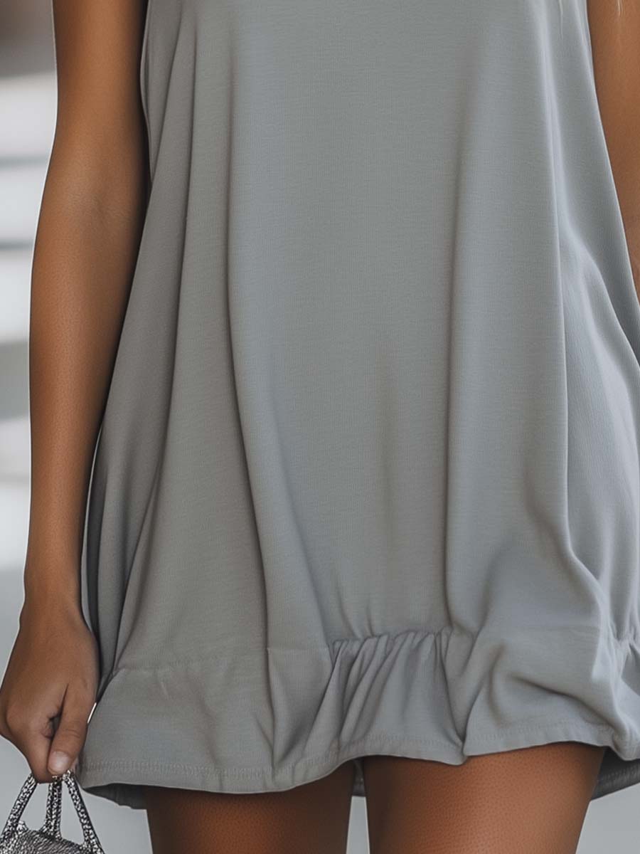 Gray Sleeveless Hoodie Mini Dress | Women's Dress - 5