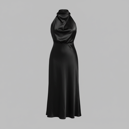 Elegant Halter Midi Dress | Women's Formal Wedding Guest Dress - 3