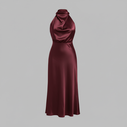 Elegant Halter Midi Dress | Women's Formal Wedding Guest Dress - 5