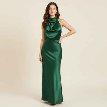 Elegant Halter Midi Dress | Women's Formal Wedding Guest Dress - 2