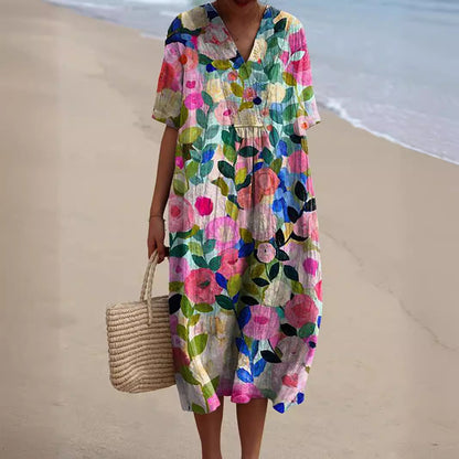 Hannah Floral Summer Dress | Women's Lightweight Knee-Length Dress - 1