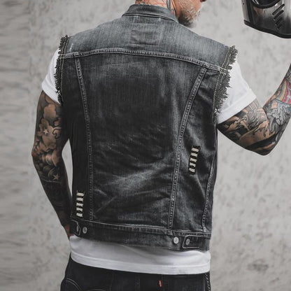 Men's Denim Vest | Sleeveless Gilet with Functional Pockets - 3