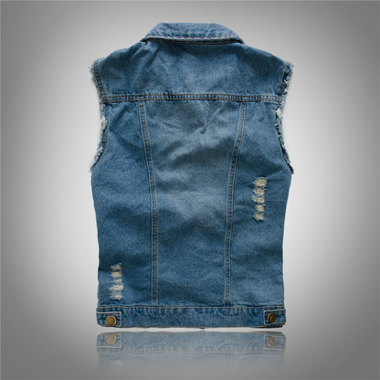 Men's Denim Vest | Sleeveless Gilet with Functional Pockets - 5