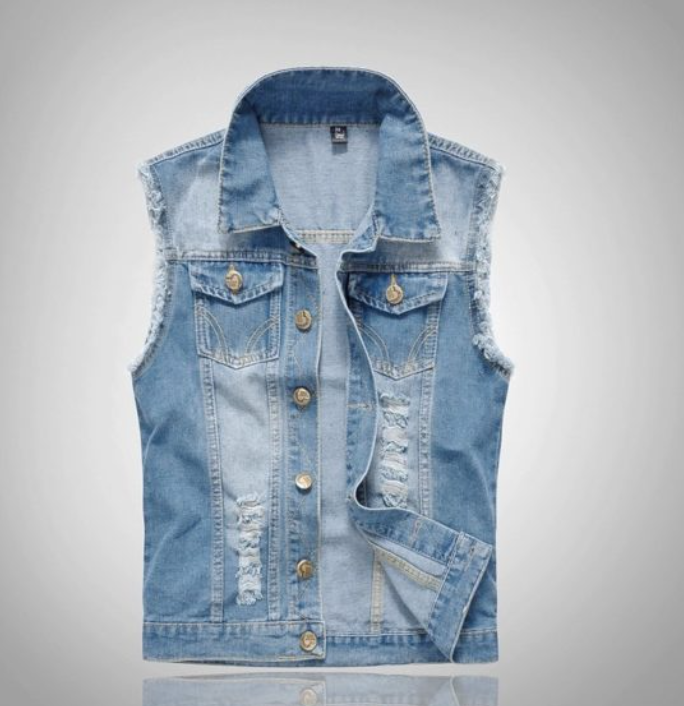 Men's Denim Vest | Sleeveless Gilet with Functional Pockets - 6