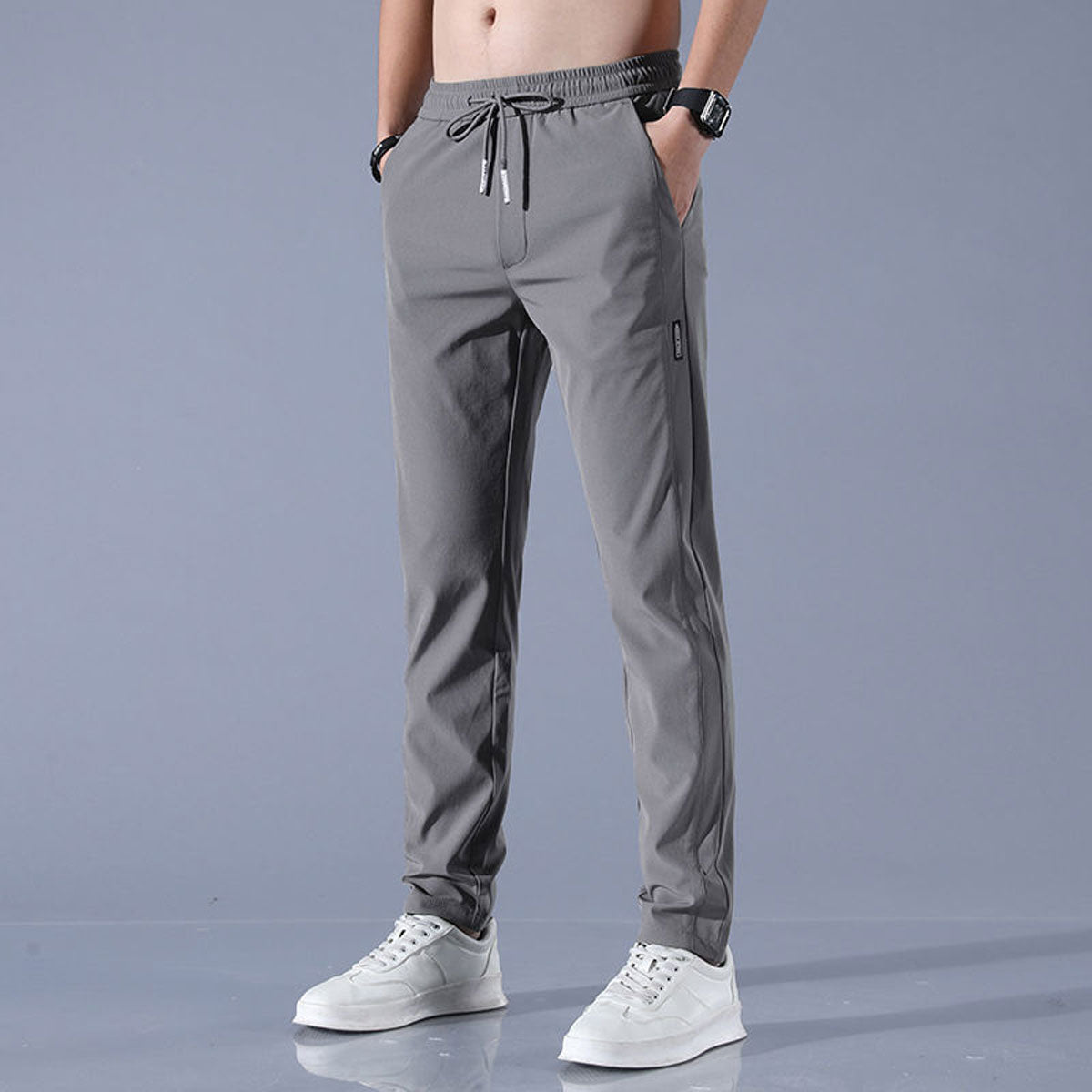 Men's Quick-Dry Drawstring Pants | Casual Slim Fit Trousers - 1