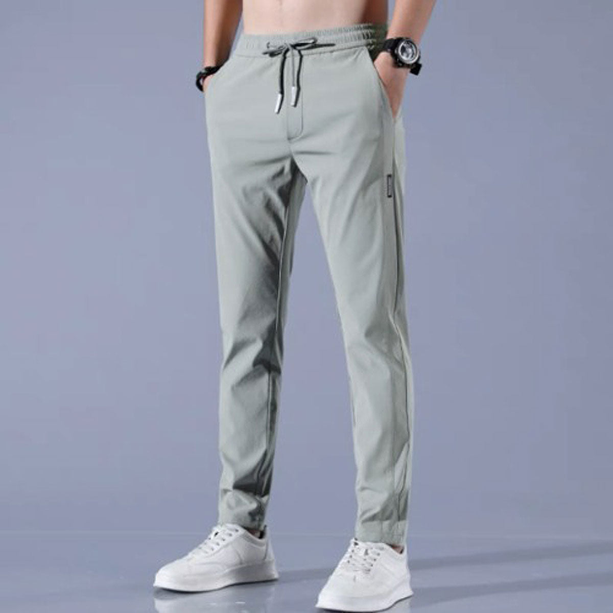 Men's Quick-Dry Drawstring Pants | Casual Slim Fit Trousers - 4