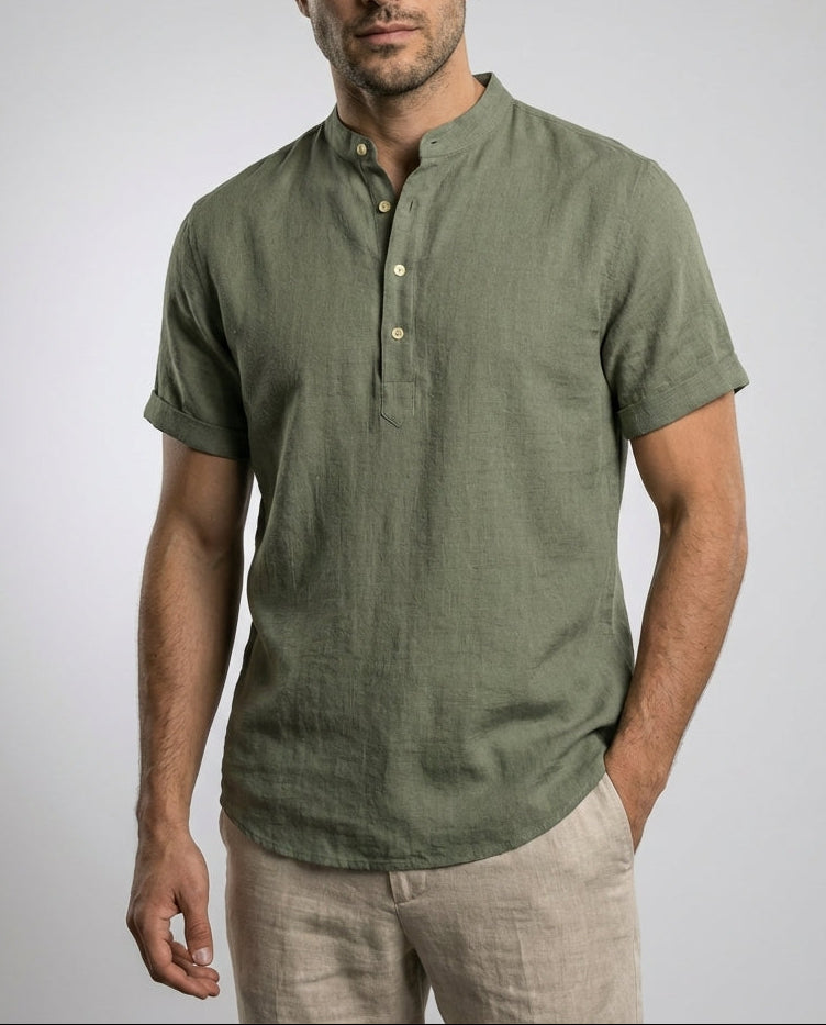 Men's V-Neck Polo Shirt | Short Sleeve Casual Top - 1