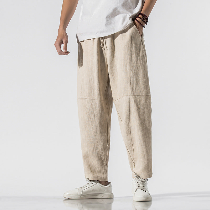 Men's Summer Pants | Wide Leg Drawstring Trousers - 1