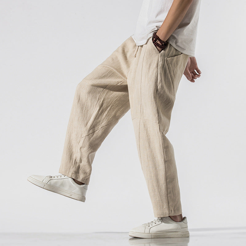 Men's Summer Pants | Wide Leg Drawstring Trousers - 3