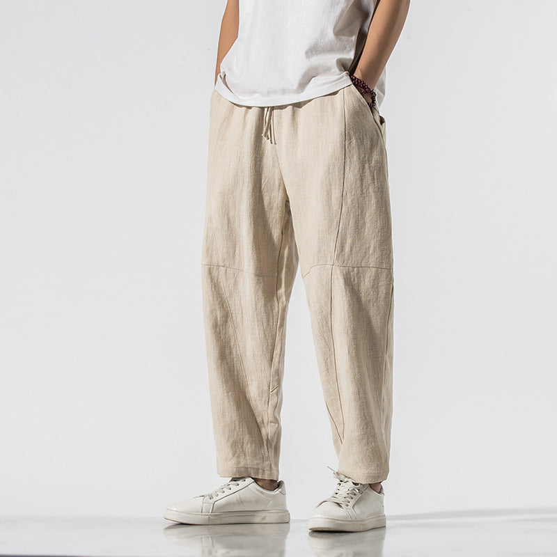 Men's Summer Pants | Wide Leg Drawstring Trousers - 4