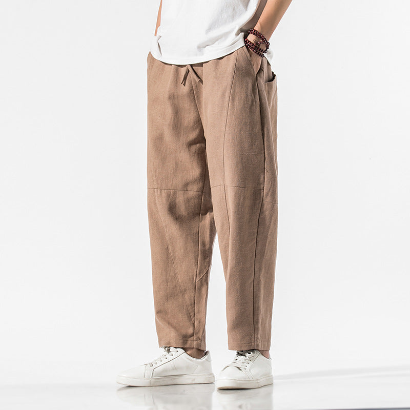Men's Summer Pants | Wide Leg Drawstring Trousers - 7