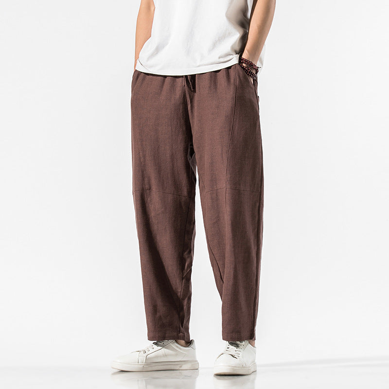 Men's Summer Pants | Wide Leg Drawstring Trousers - 8