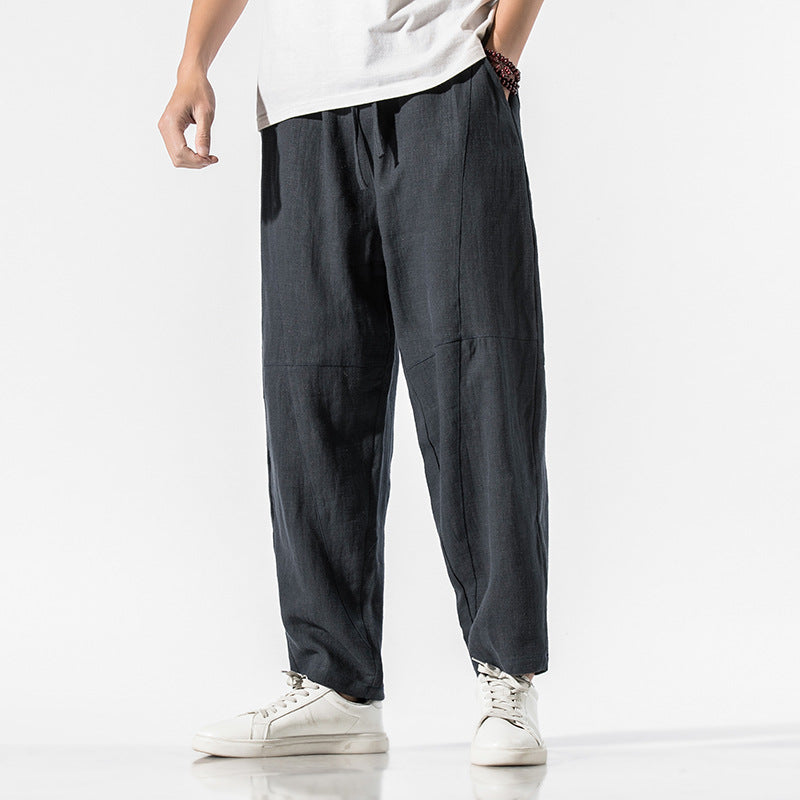 Men's Summer Pants | Wide Leg Drawstring Trousers - 9