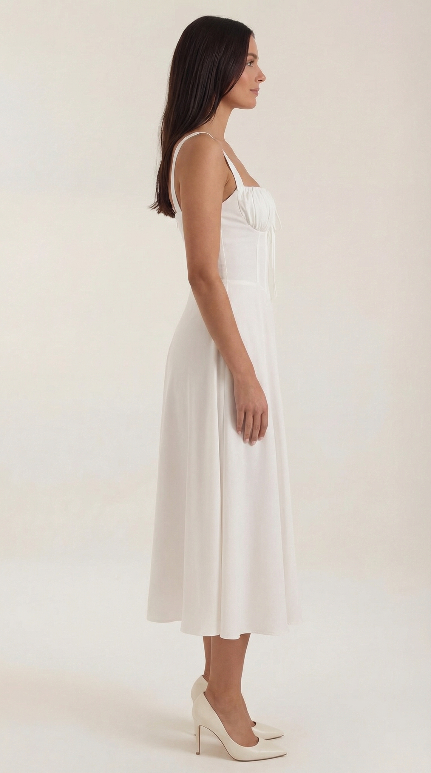 Jade Midi Dress | Feminine A-Line with Corset Detail - 2